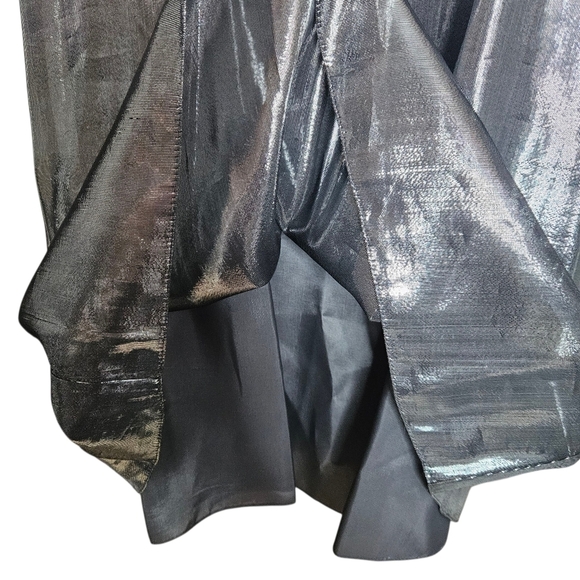 Rickie Freeman for Teri Jon Silver Metallic Slip Dress Silk Blend Size 8 - Picture 9 of 11